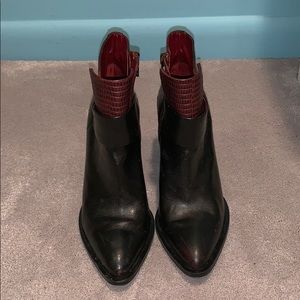 Vince chocolate brown block-heel booties